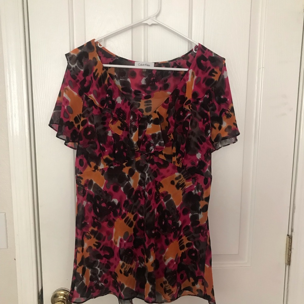 Calvin Klein Women’s Large Ruffles Career Blouse